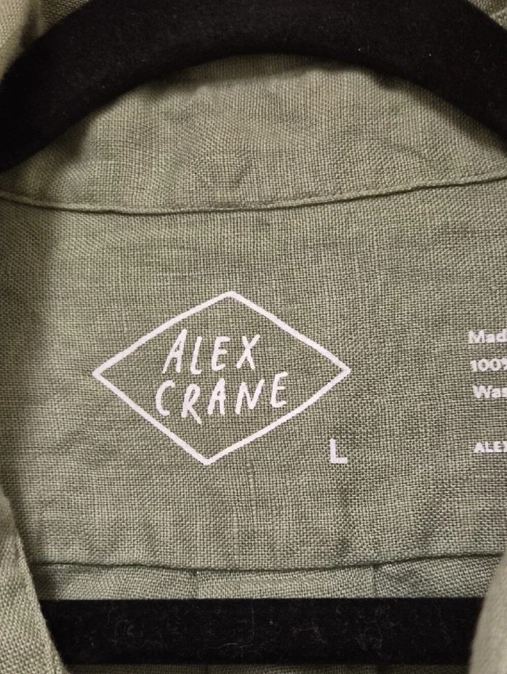 Alex Crane Men’s Sage Green Button-Down Linen Shirt Size L